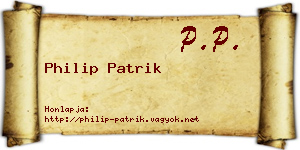 Philip Patrik névjegykártya